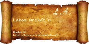 Lakos Arikán névjegykártya